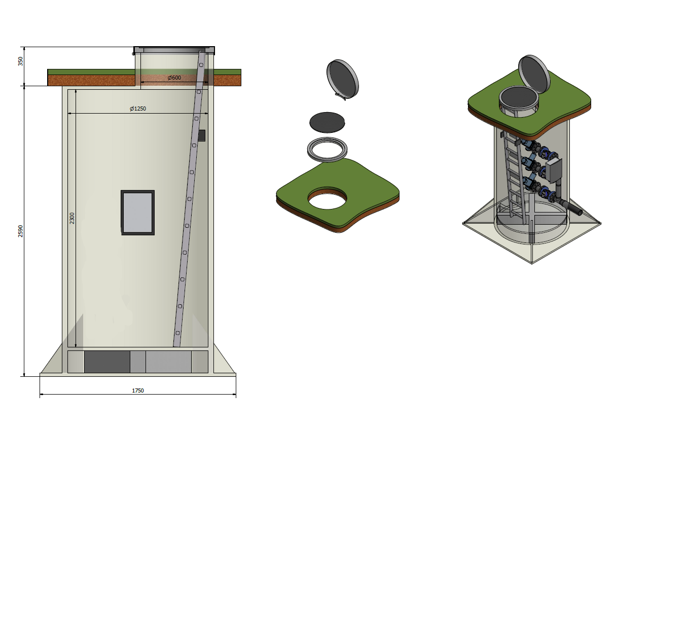 WaterStation pedestrian traffic aluminium cover illustration