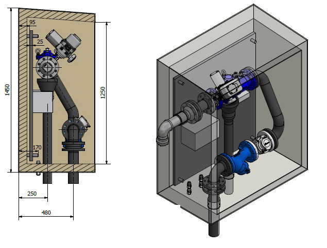 WaterStation DN80 plumbing mounting illustration